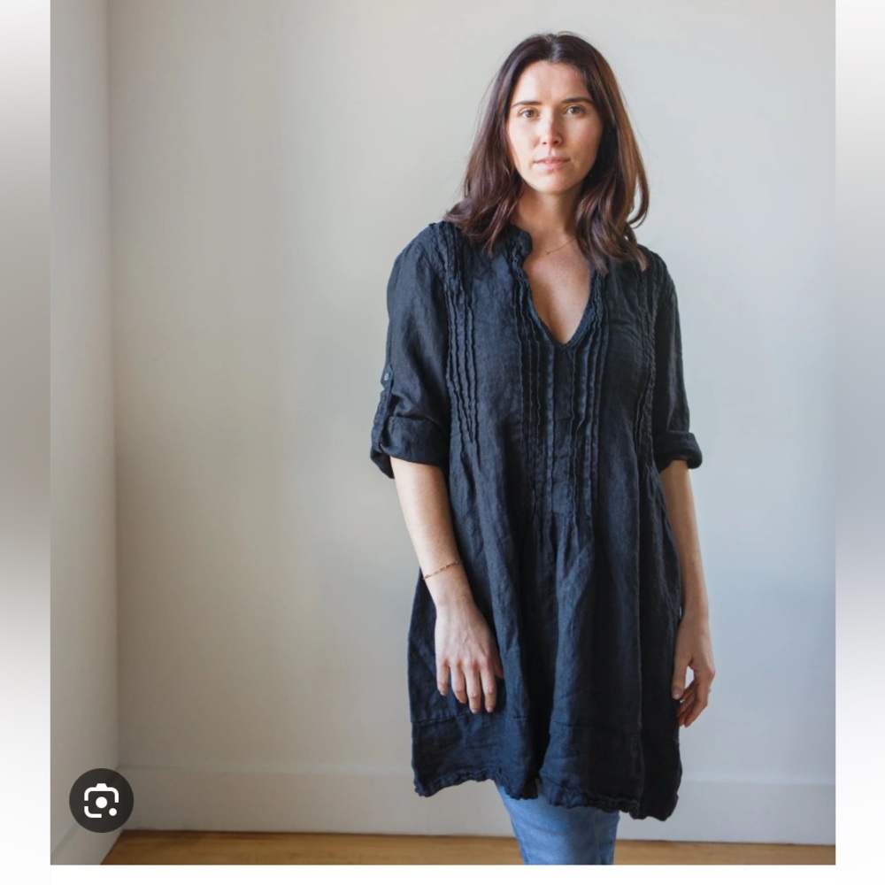 Cp Shades oversized dark blue/black button down tunic. Lightweight!, M